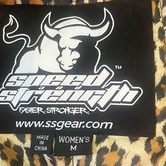 Speed and Strength Woman’s Black Leopard Lined Motorcycle Jacket Embroidered No - Picture 10 of 11